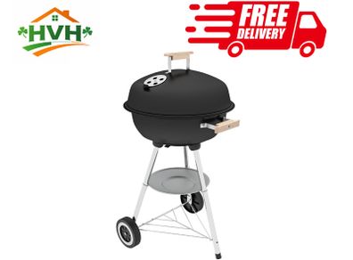 Kettle Charcoal Grill, Portable Round BBQ Smoker with Lid and Damper, Outdoor Garden Party Barbecue