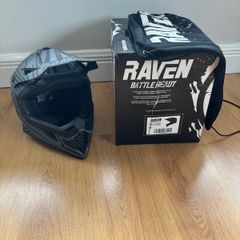 Raven Airborne Mx Helmets Black Size Small, Black/Orange Size Medium.