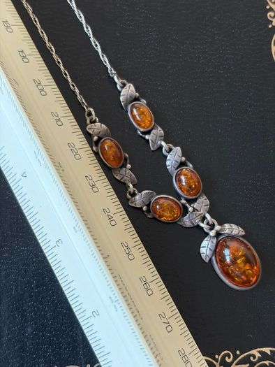 silver amber necklace