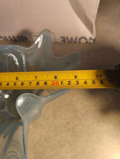 Glass Bowl Round Star Shaped Murano Art Deco Art Blue White