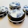 Set of 4 brand new 56mm BMW BLACK / WHITE alloy wheel caps 56 Image 7