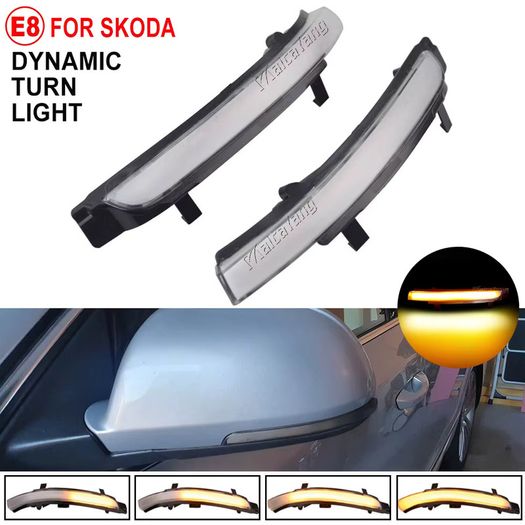2 PCS For Skoda Octavia 2009-2013 SUPERB 2008-2014 Dynamic LED Turn Signal Blinker Mirror Flasher Light Sequential Lamp