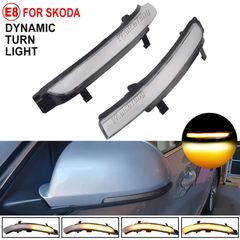 2 PCS For Skoda Octavia 2009-2013 SUPERB 2008-2014 Dynamic LED Turn Signal Blinker Mirror Flasher Light Sequential Lamp