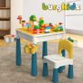 Kids Building Blocks Table and Chair Set, Multi-Activity Table with 1 Chair and 130 Pieces Large Building Blocks, Image 3