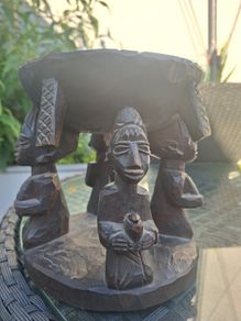 Stunning Vintage African Tribal Hand-carved Hardwood Ebony Divination Bowl