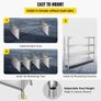 Storage Shelf, 4-Tier Stainless Steel Shelving, Storage Shelving Unit, 70.9 x 17.7 x 59.1 Inch Heavy Duty Storage Rack Shelving, 1320 Lbs Total Capacity Image 5