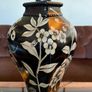 Vintage Large Glazed Asian Batik Motif Table or Console Lamp Image 5