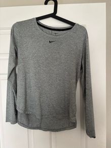 Nike grey dri fit long sleeve gym top size S
