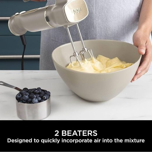 Foodi 3-in-1 Hand Blender, Hand Mixer & Chopper with Gradual Start, 2 Blending and 5 Mixing Speeds to Chop, Mix, Knead, Blend and more, Dishwasher Safe Parts, 850W, Stone Gold