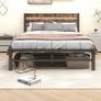 Double Bed Frame with Rustic Wood Headboard Image 10