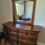 Complete Solid Wood Bedroom Set Sleigh bed, 2 Nightstands & Dresser with Mirror Image 2