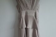 Spotlight by Warehouse Taupe/Champagne Satin Ruffle Dress - Size UK 8 (EU 36)