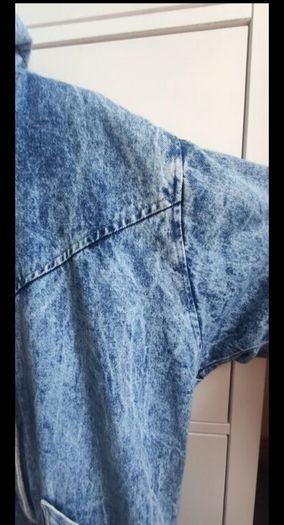 Rare True Vintage 80s/90s Acid Wash Denim Coat. Made in Britain. Sherpa fleece lined.