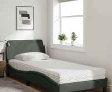 Bed with Mattress Dover Dark Grey Single Fabric