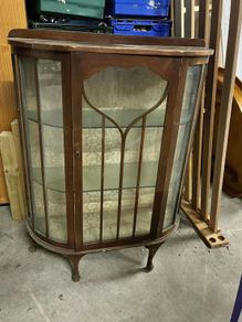 Vintage Bow-Fronted Glazed Display Cabinet. Restoration Project