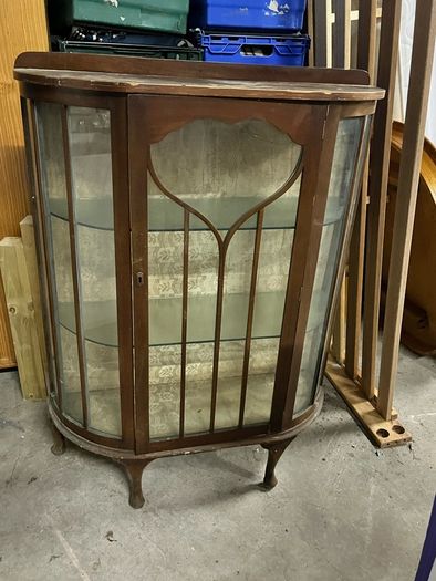 Vintage Bow-Fronted Glazed Display Cabinet. Restoration Project