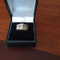 white gold and gemstone ring