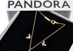 Pandora Gold Sparkling Butterfly Necklace Brand New