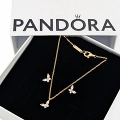 Pandora Gold Sparkling Butterfly Necklace Brand New
