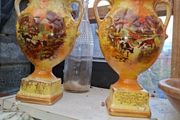 2 Beautiful Antique Two-Handled Pedestal Farm Vases, Postage Available or Collection