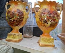 2 Beautiful Antique Two-Handled Pedestal Farm Vases, Postage Available or Collection