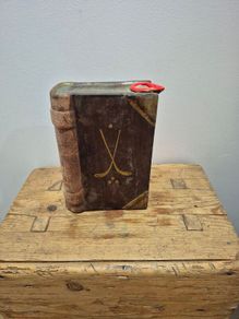 Vintage cermid drinks bottle, Golf disguised as a golf book