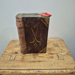 Vintage cermid drinks bottle, Golf disguised as a golf book