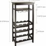 Wine Rack with Glass Holder & Table Top, 16 Bottles Storage, Floor Free Standing Bamboo Display Shelves for Home, Kitchen, Pantry, Cellar, Bar (MULTIPLE COLOURS) Image 5