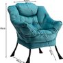 Armchair Velvet Comfy Chair for Living Room Bedroom Reading Chair Accent Chairs Relax Arm Chairs with Steel Frame, Lake Blue Image 2