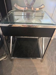 2 x Stunning Mirrored Bedside Lockers with chrome frame