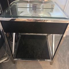 2 x Stunning Mirrored Bedside Lockers with chrome frame