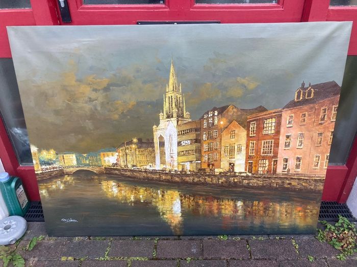 Extra large oil painting signed of cork city