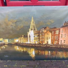 Extra large oil painting signed of cork city