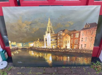 Extra large oil painting signed of cork city