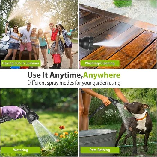 Expandable Garden Hose Pipe - 100FT Flexible Expanding Water Hose, Lightweight, Leakproof with 8 Function Hose Pipe Spray Gun, 3/4", 1/2" Connectors