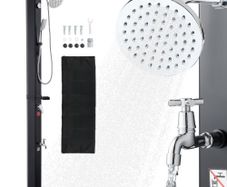 40L Solar Heated Shower, 205cm Showerhead Height Outdoor Shower, with Handheld & Foot Faucet, Hot & Cold Water Adjustment,