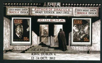 2012 Ireland Stampa Members Souvenir Bram Stoker Dracula Commemorative Stamps Miniature Sheet Overprinted for Stampa Mint Never Hinged (MNH)