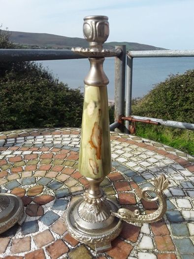 Vintage Onyx Green Candle holders