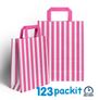 Lot of 20 pcs Shocking Pink stripe Candy bags with handles size 18 x 23 x 8 cm excellent for parties, b'day, wedding, candy cart , Sweet bags with handles Image 2