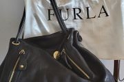 Furla black leather handbag