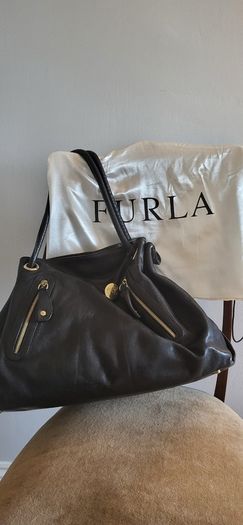 Furla black leather handbag