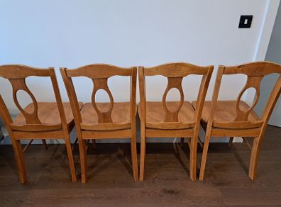 Set of 4 Malaysian oak dining chairs