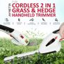 2in1 Grass Shear & Hedge Trimmer with 7.2V Rechargeable 1500mAh Lithium-Ion Battery, Edging and Shrub Shear, 2 Interchangeable Blades, Lightweight, Garden Cutting Edge Trimmer, Pruner - Handheld (FREE POSTAGE) Image 2