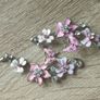 Beautiful earrings for pierced ears in pink tones with rhinestones and enamel. Image 2
