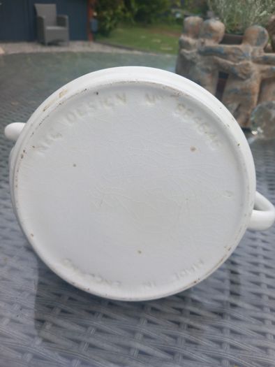 Vintage Beverley White Teapot Made In England Reg Design 884646 Chromed Cover  D18 POST 10e