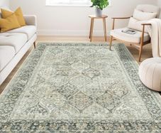 Rugs Living Room Large Rug 160x230 cm Soft Low Pile Rugs for Bedroom Classic Carpet for Kitchen Dining Room Anti-Slip Non Shedding, Green