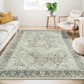 Rugs Living Room Large Rug 160x230 cm Soft Low Pile Rugs for Bedroom Classic Carpet for Kitchen Dining Room Anti-Slip Non Shedding, Green