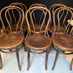 Set of 6 Antique Kohn Mundus Bentwood Dining Chairs