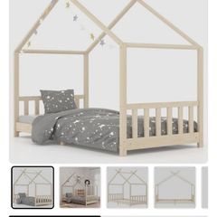 Vida XL Kids Bed frame + Mattress + Mattress topper
