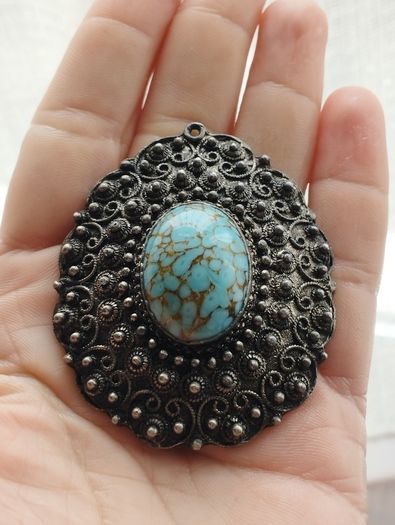 Vintage Large Pendant with Beijing Glass.